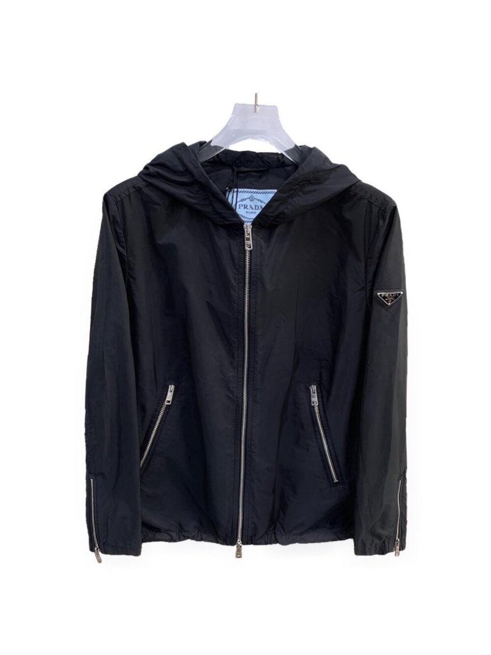 Prada Black Nylon Hooded Zip Jacket